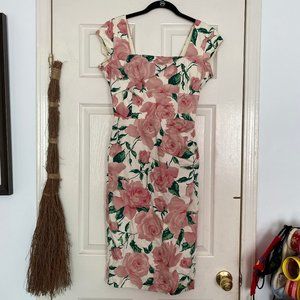 Pretty Dress Company Pink Roses Wiggle Dress Us 6… - image 1